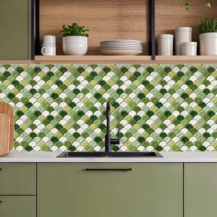 Schienale cucina - Ceramica - Struttura - Verde - Bianco — 8