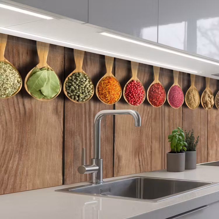Schienale cucina - Cucchiai - Erbe - Legno — 2