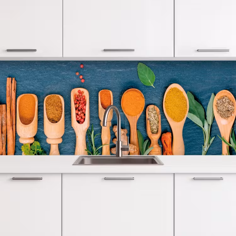 Schienale cucina - Cucchiai - Legno - Erbe - Spezie — 4