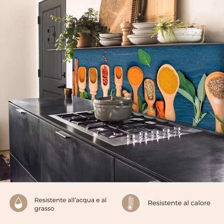 Schienale cucina - Cucchiai - Legno - Erbe - Spezie — 5