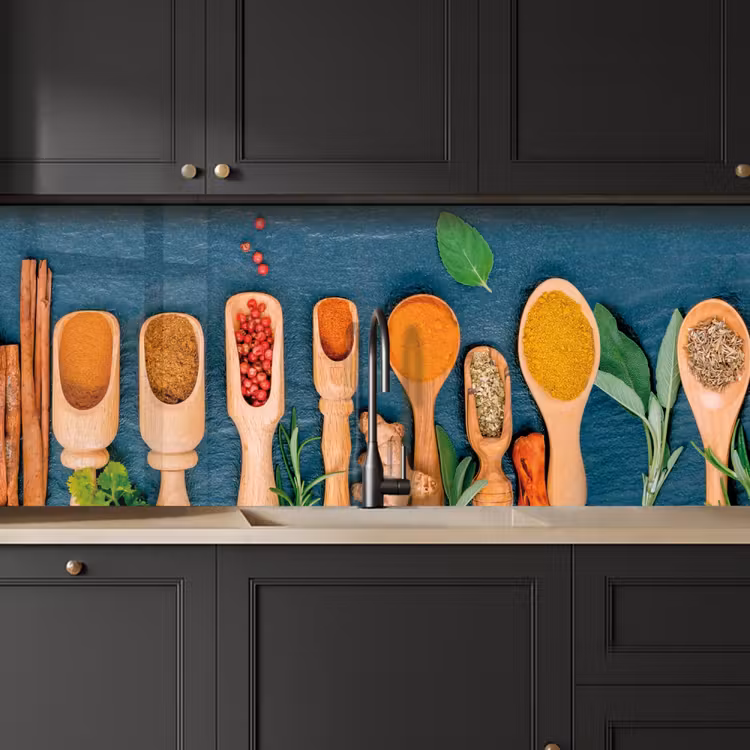 Schienale cucina - Cucchiai - Legno - Erbe - Spezie — 6