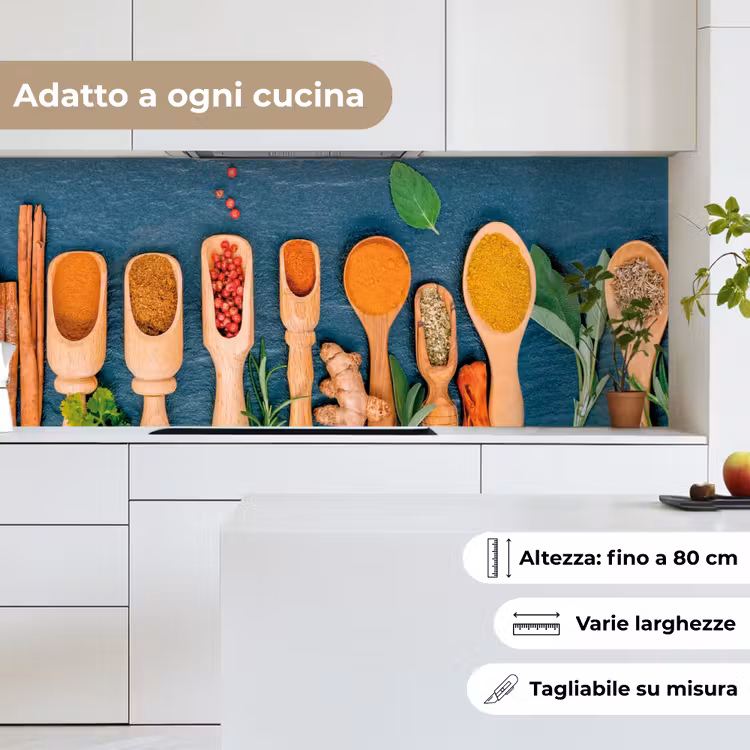Schienale cucina - Cucchiai - Legno - Erbe - Spezie — 7