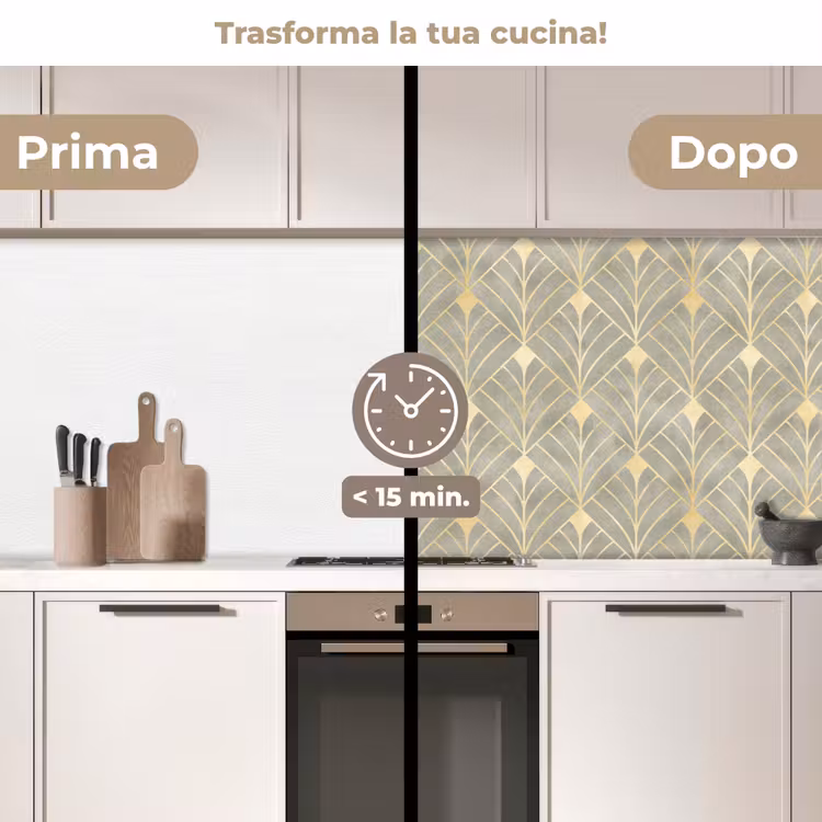 Schienale cucina - Elegante - Simbolo - Oro - Grigio-verde — 3