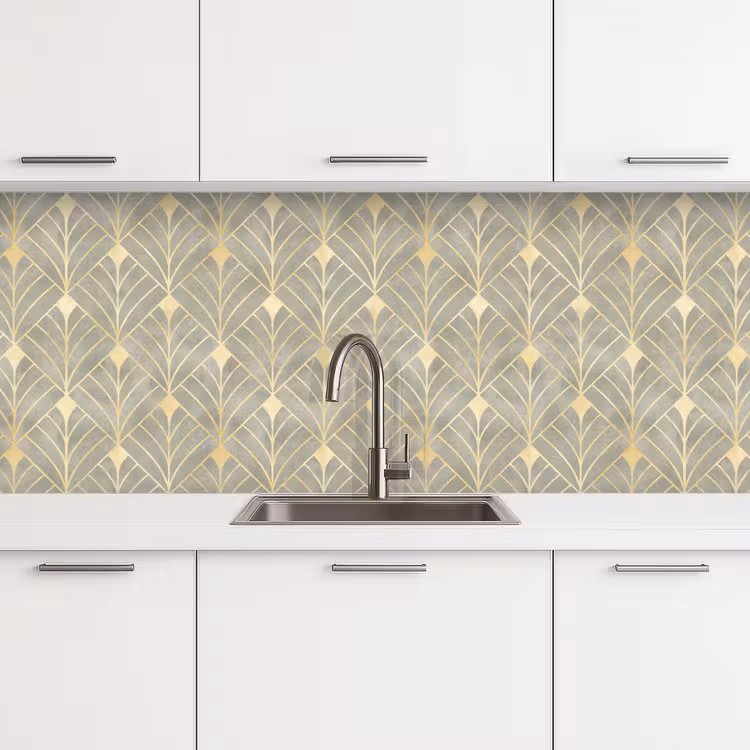 Schienale cucina - Elegante - Simbolo - Oro - Grigio-verde — 4