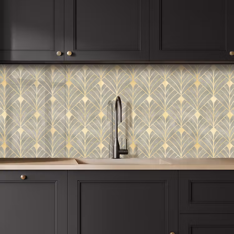 Schienale cucina - Elegante - Simbolo - Oro - Grigio-verde — 6