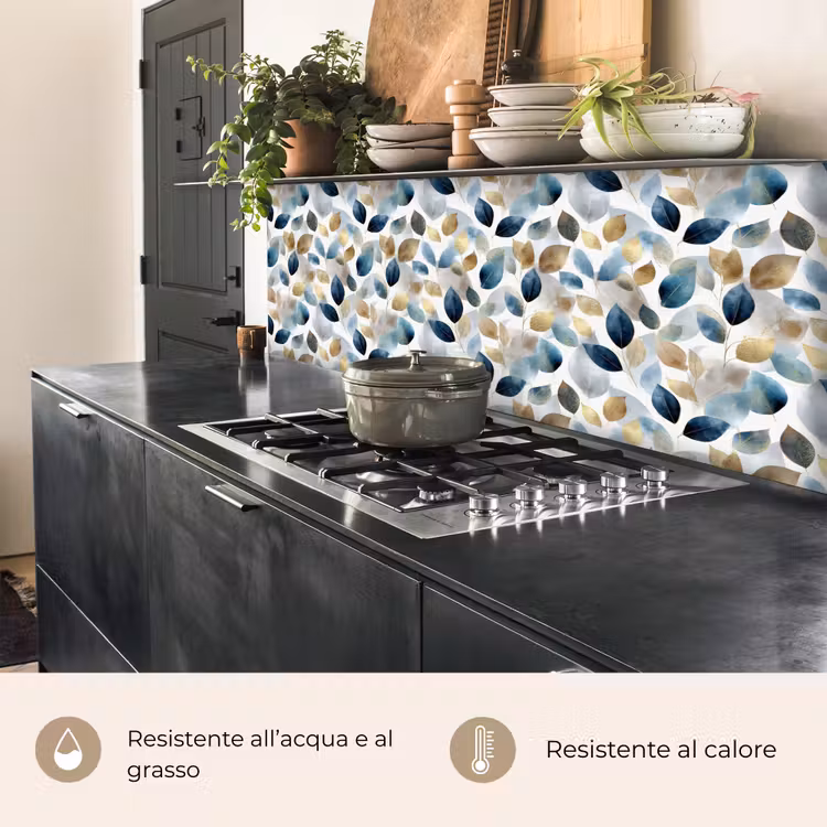 Schienale cucina - Foglia - Mix - Acquerello - Oro — 5