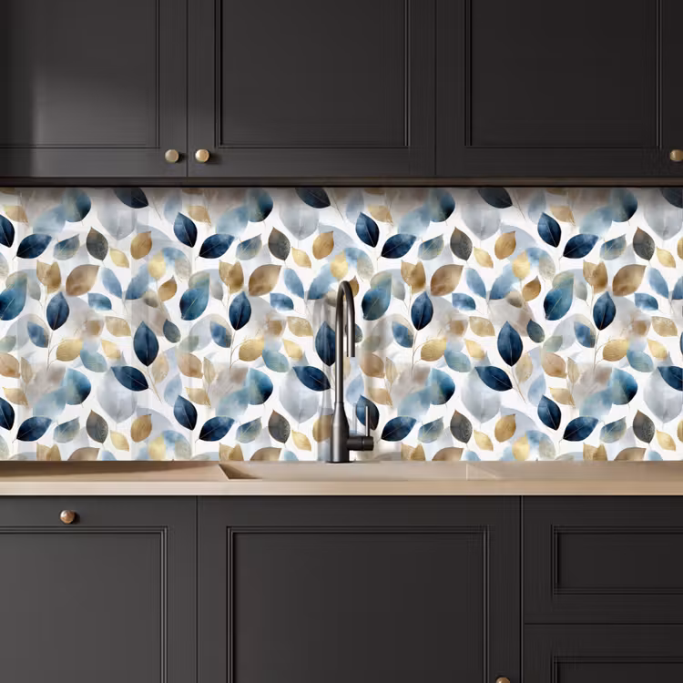 Schienale cucina - Foglia - Mix - Acquerello - Oro — 6