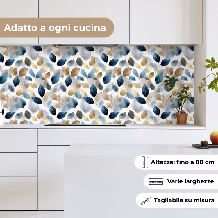 Schienale cucina - Foglia - Mix - Acquerello - Oro — 7