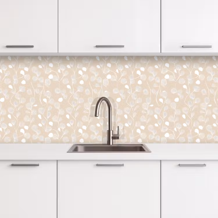 Schienale cucina - Foglie - Motivo - Beige - Bianco — 4