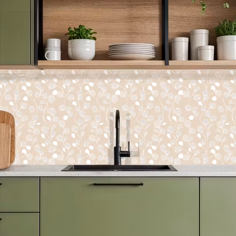 Schienale cucina - Foglie - Motivo - Beige - Bianco — 8