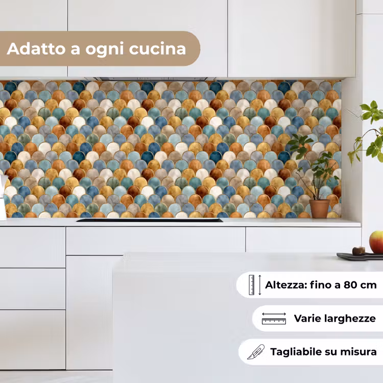 Schienale cucina - Forma a scala - Toni della terra - Metallizzato - Lucido — 7