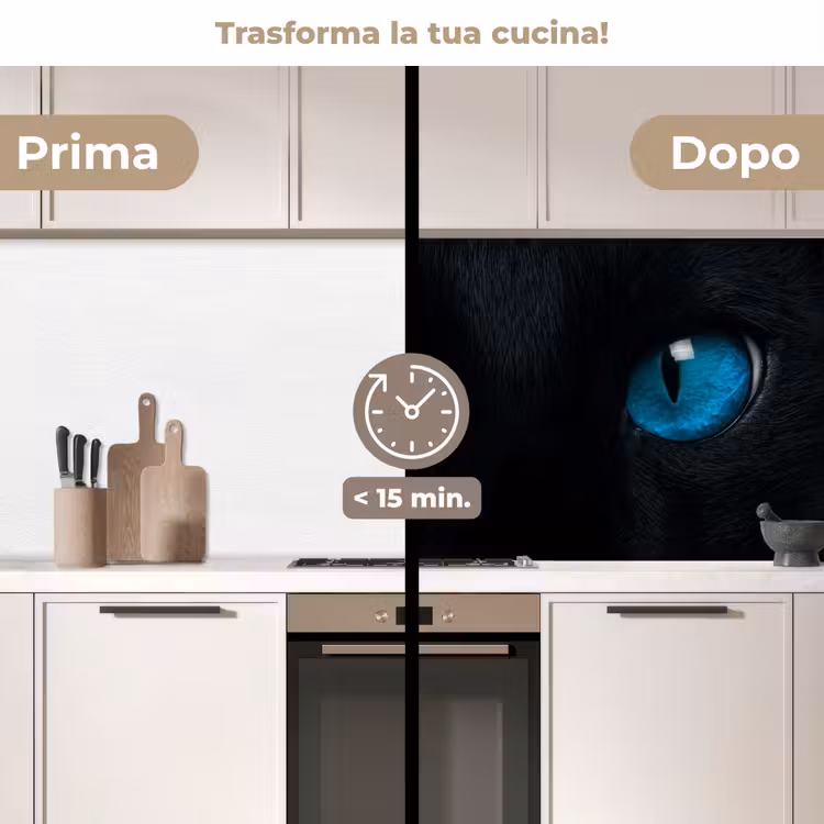 Schienale cucina - Gatto - Blu - Animale - Nero — 3
