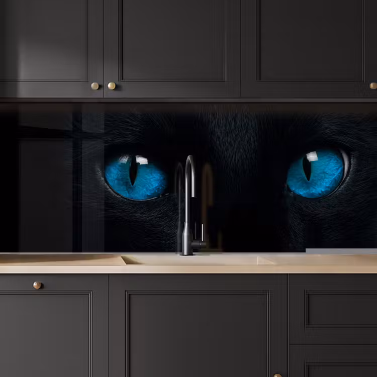 Schienale cucina - Gatto - Blu - Animale - Nero — 6