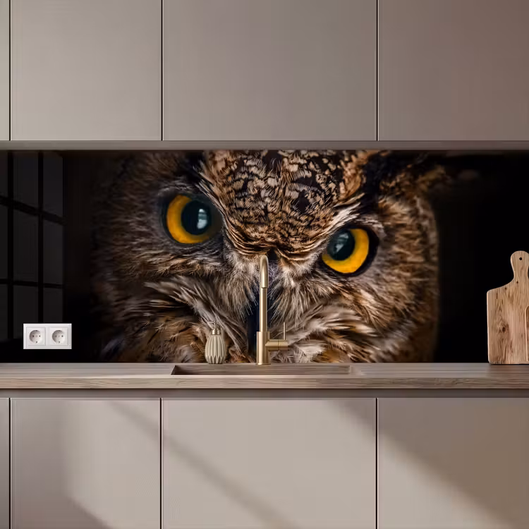 Schienale cucina - Gufo - Animale - Arancione — 1