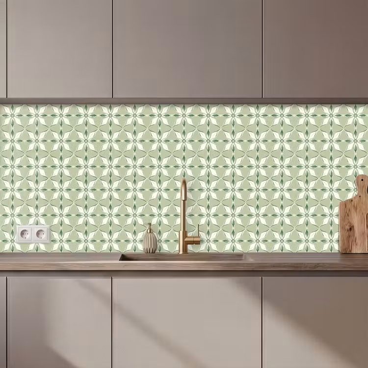 Schienale cucina - Motivo - Forma a fiore - Verde — 1