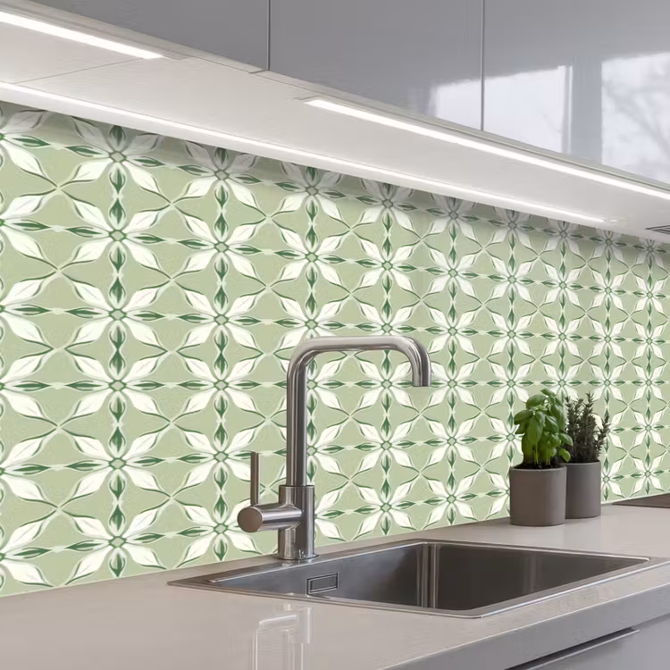 Schienale cucina - Motivo - Forma a fiore - Verde — 2