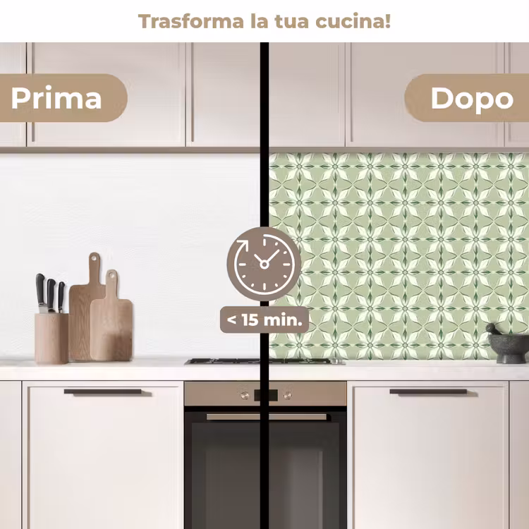 Schienale cucina - Motivo - Forma a fiore - Verde — 3