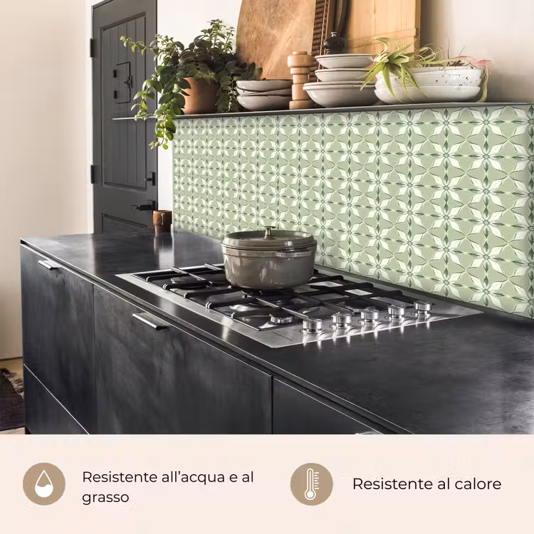 Schienale cucina - Motivo - Forma a fiore - Verde — 5
