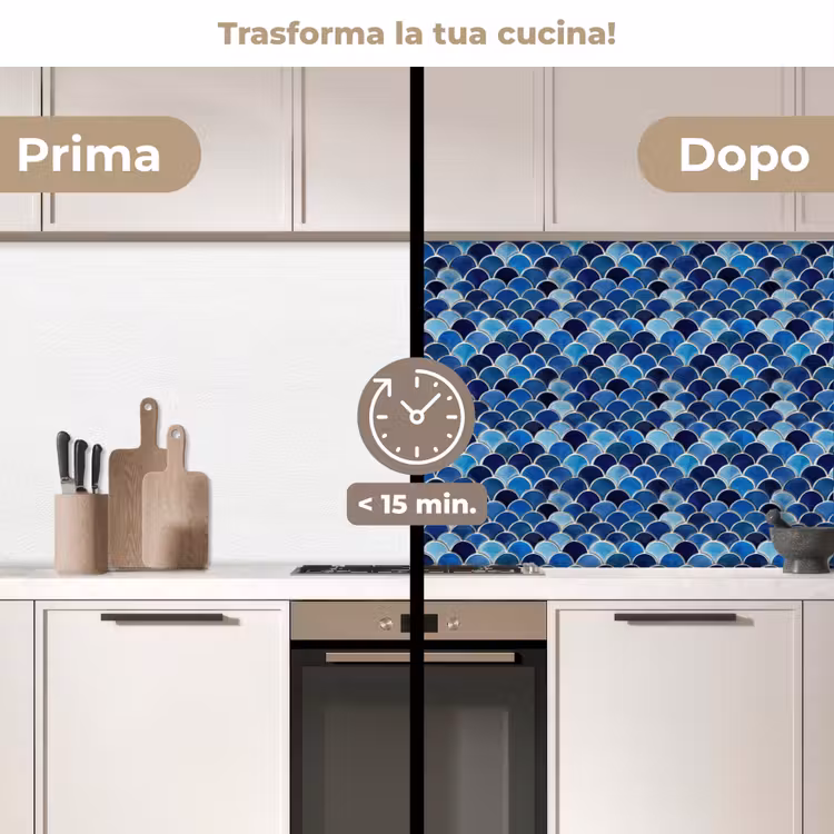 Schienale cucina - Motivo - Squame di pesce - Blu — 3