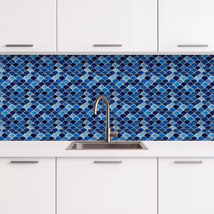 Schienale cucina - Motivo - Squame di pesce - Blu — 4