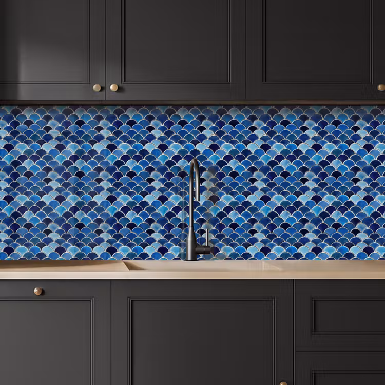 Schienale cucina - Motivo - Squame di pesce - Blu — 6