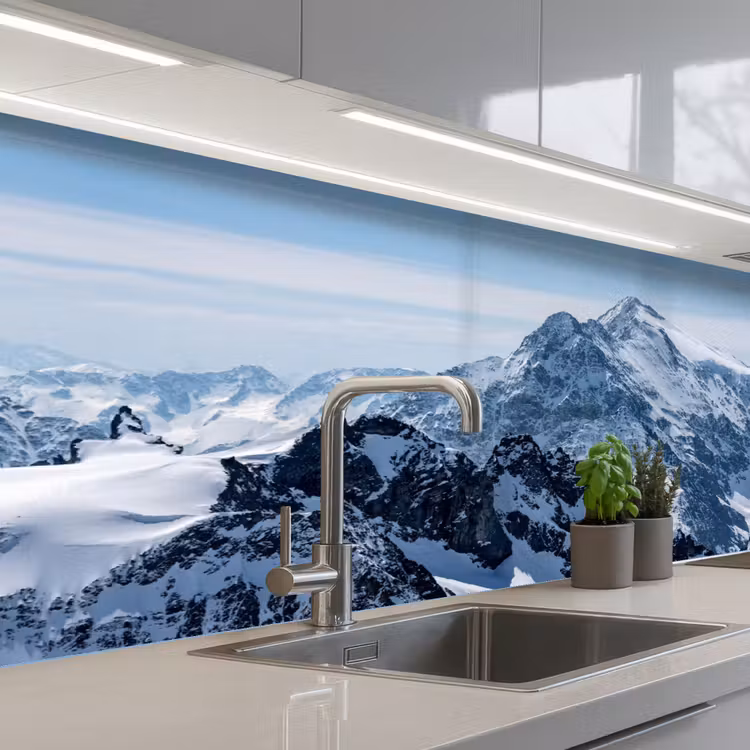 Schienale cucina - Paesaggio - Montagne - Neve - Bianco — 2