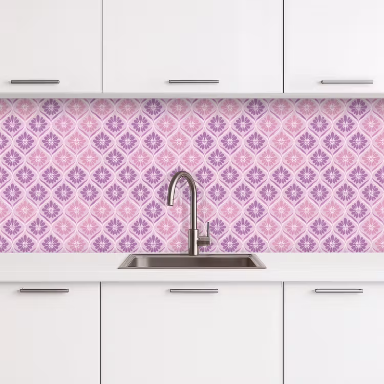 Schienale cucina - Plaid floreale - Motivo - Viola — 4