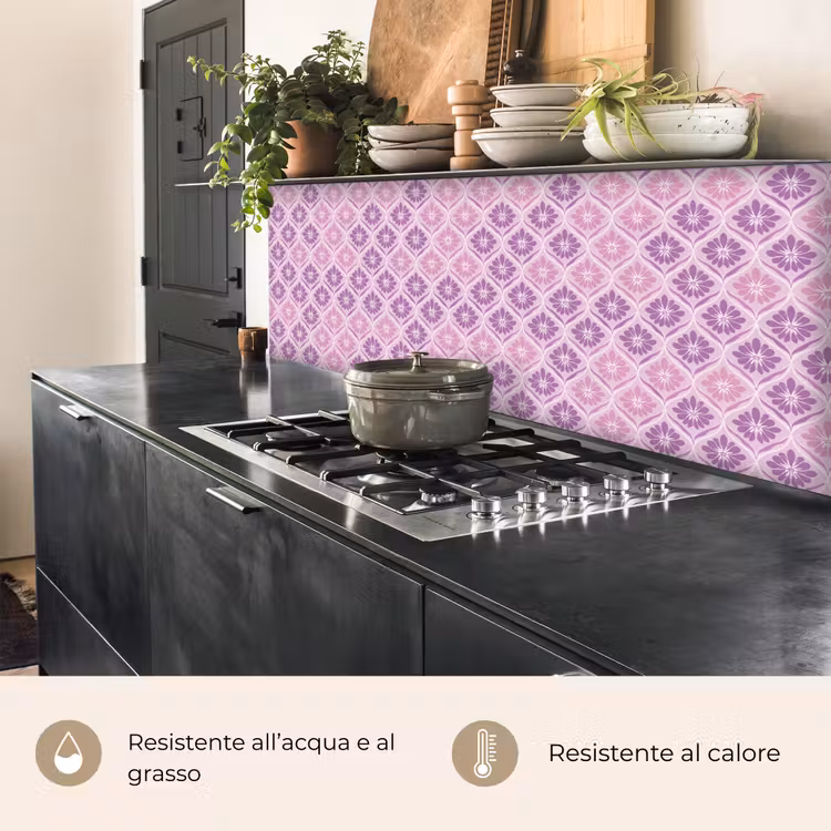 Schienale cucina - Plaid floreale - Motivo - Viola — 5