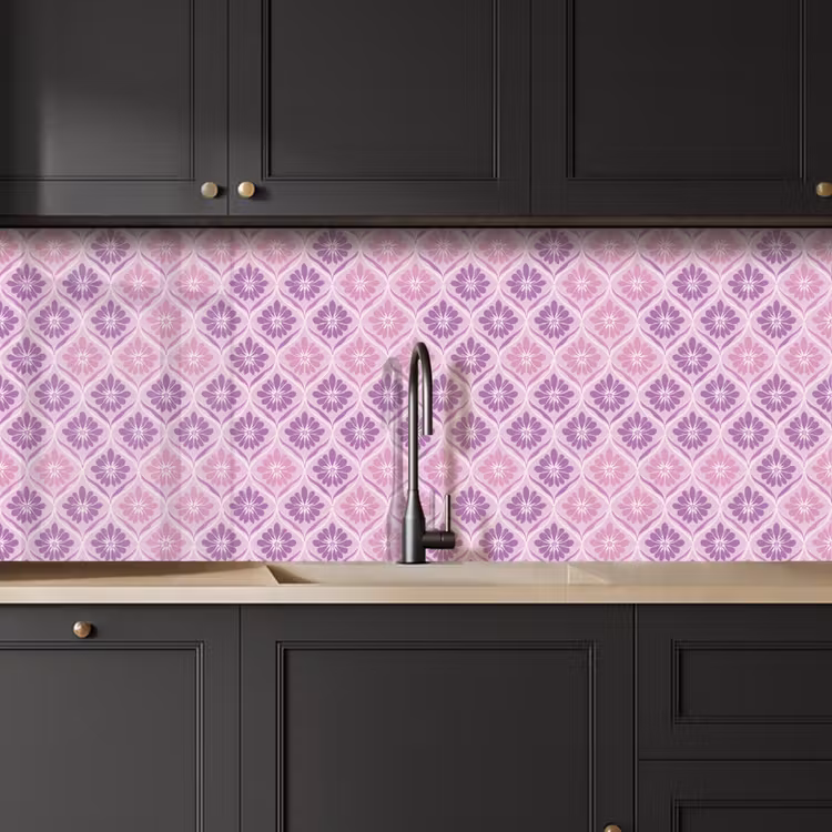 Schienale cucina - Plaid floreale - Motivo - Viola — 6