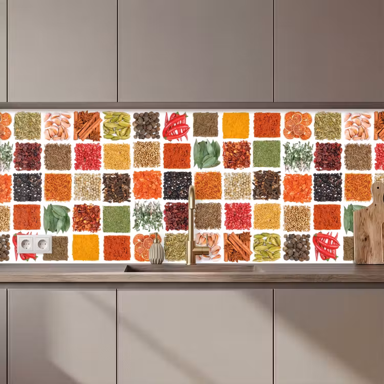 Schienale cucina - Quadrati - Spezie - Grafica — 1