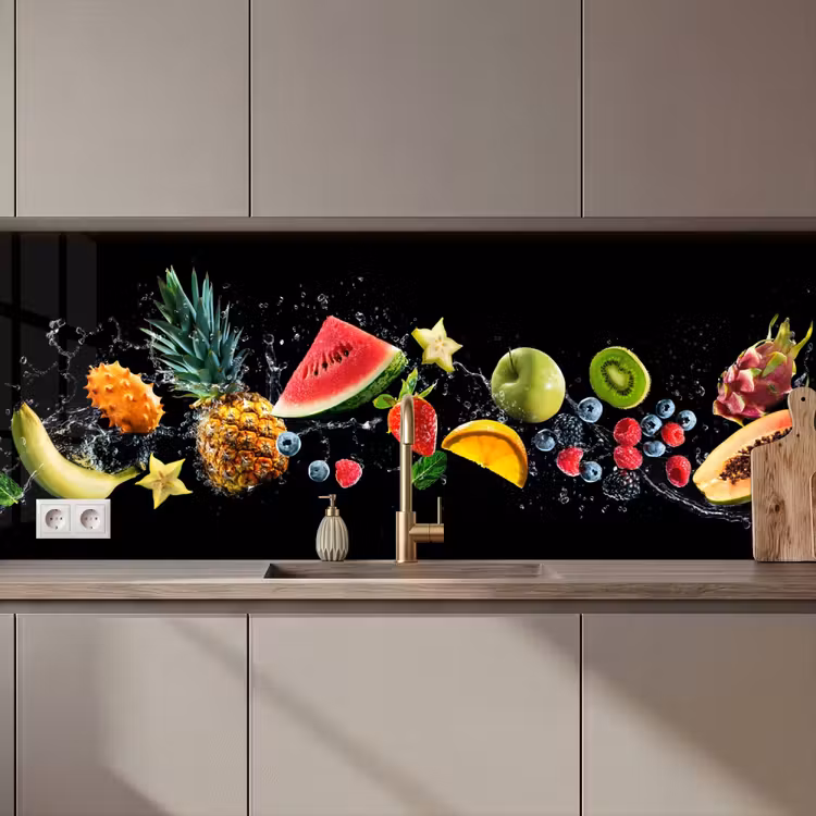 Schienale cucina - Splash - Frutta - Nero — 1