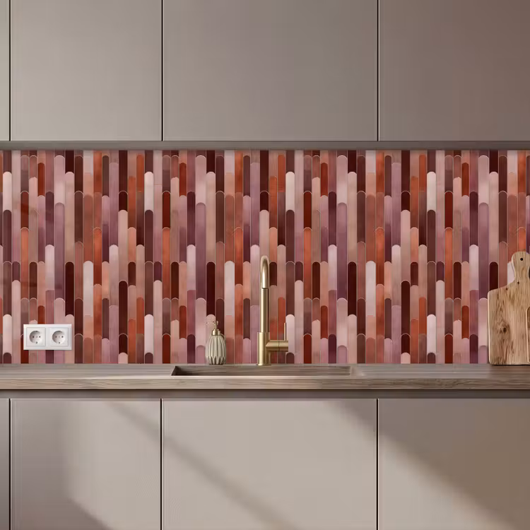Schienale cucina - Oblungo - Piastrelle - Rosso - Rame — 1