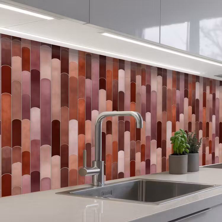 Schienale cucina - Oblungo - Piastrelle - Rosso - Rame — 2