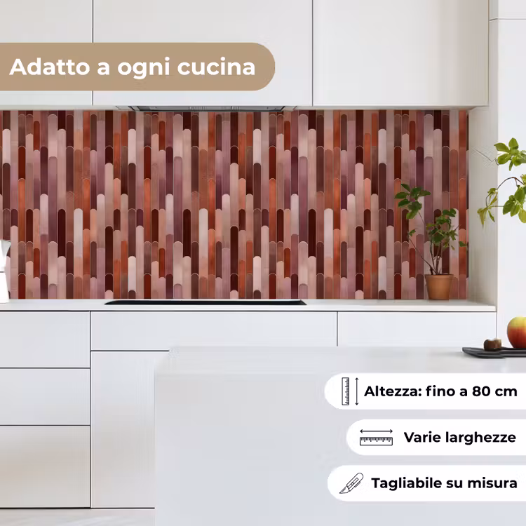 Schienale cucina - Oblungo - Piastrelle - Rosso - Rame — 7