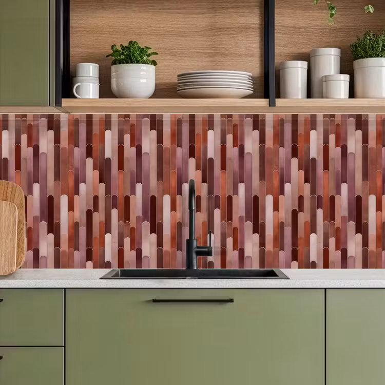 Schienale cucina - Oblungo - Piastrelle - Rosso - Rame — 8
