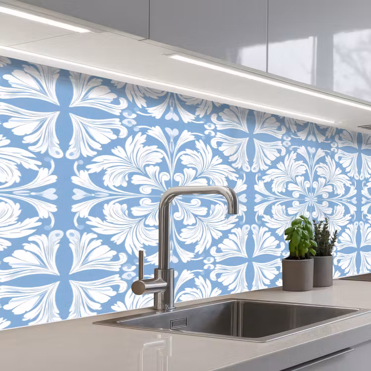 Schienale cucina - Piastrella - Motivo - Bianco - Blu — 2