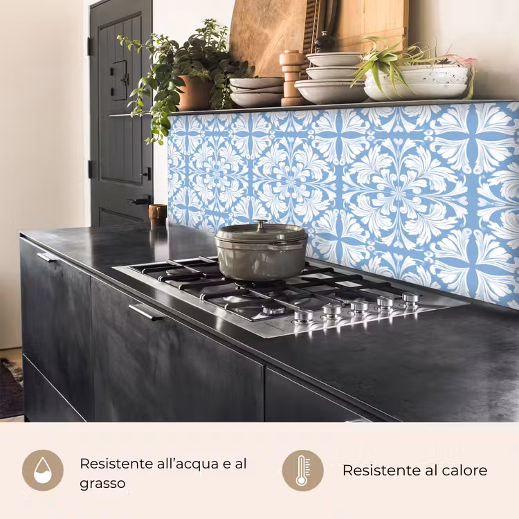 Schienale cucina - Piastrella - Motivo - Bianco - Blu — 5