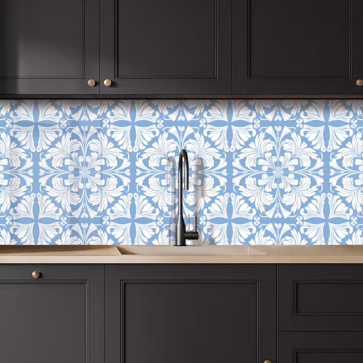 Schienale cucina - Piastrella - Motivo - Bianco - Blu — 6