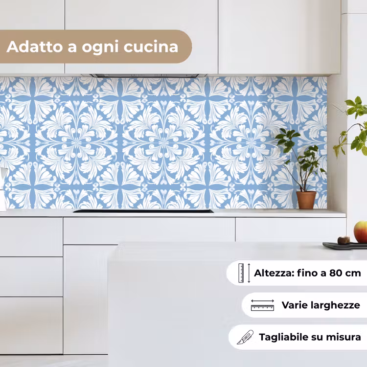 Schienale cucina - Piastrella - Motivo - Bianco - Blu — 7