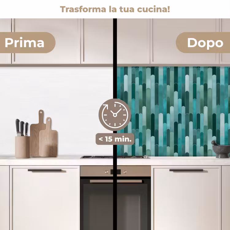 Schienale cucina - Piastrelle - Oblungo - Turchese — 3