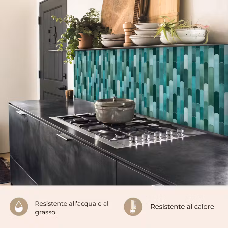 Schienale cucina - Piastrelle - Oblungo - Turchese — 5