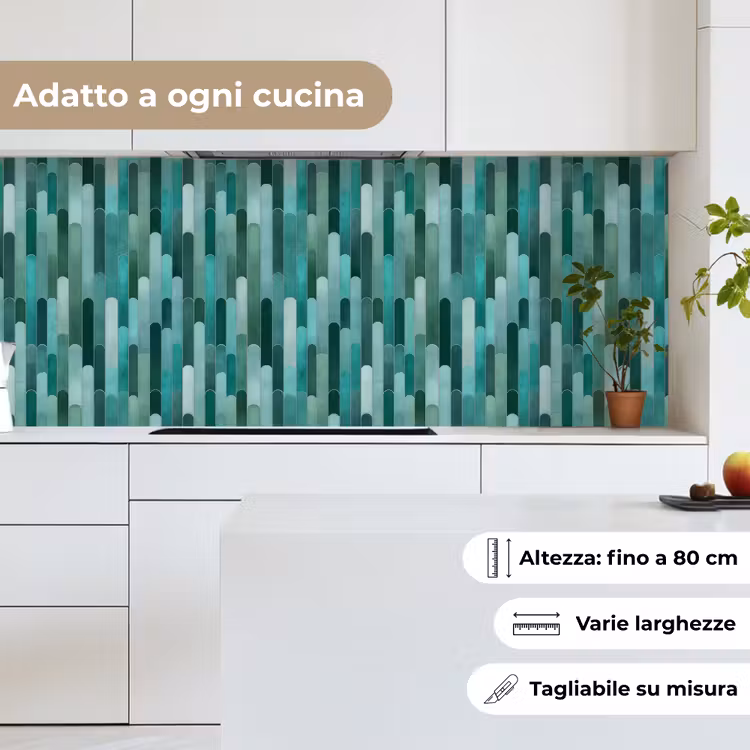 Schienale cucina - Piastrelle - Oblungo - Turchese — 7