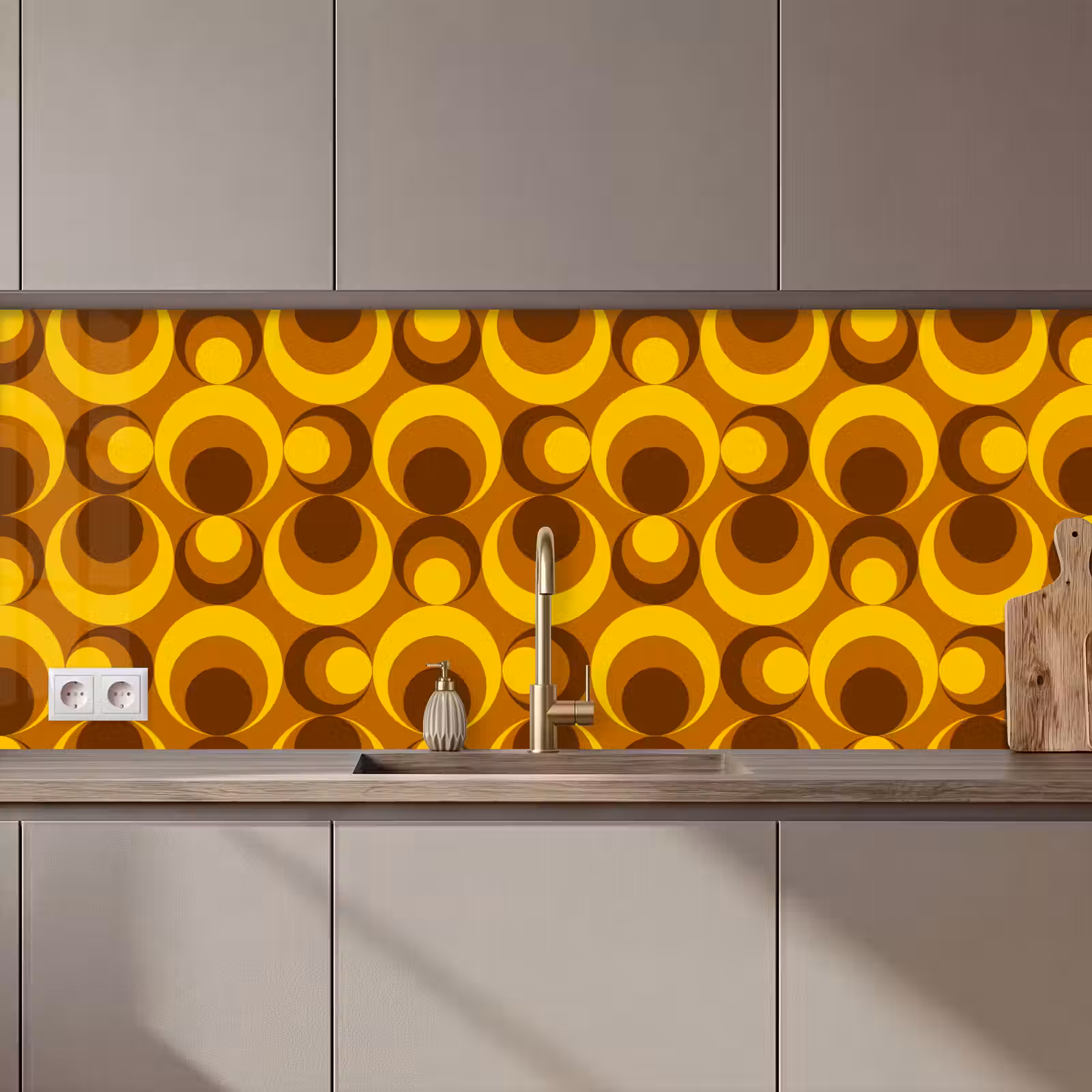 Schienale cucina - Modelli - Retrò - Marrone - Giallo — 1