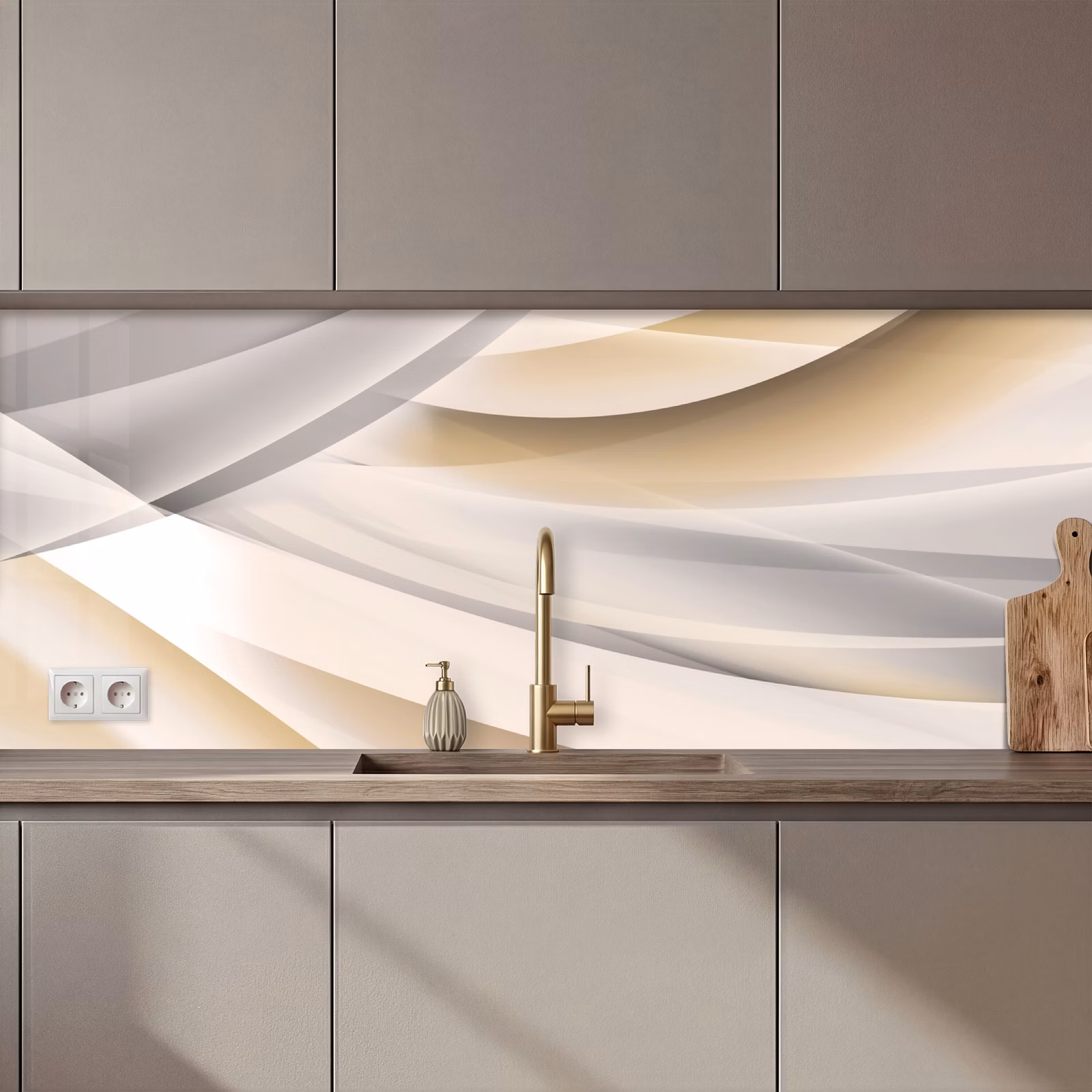 Schienale cucina - Onde - Astratto - Beige — 1