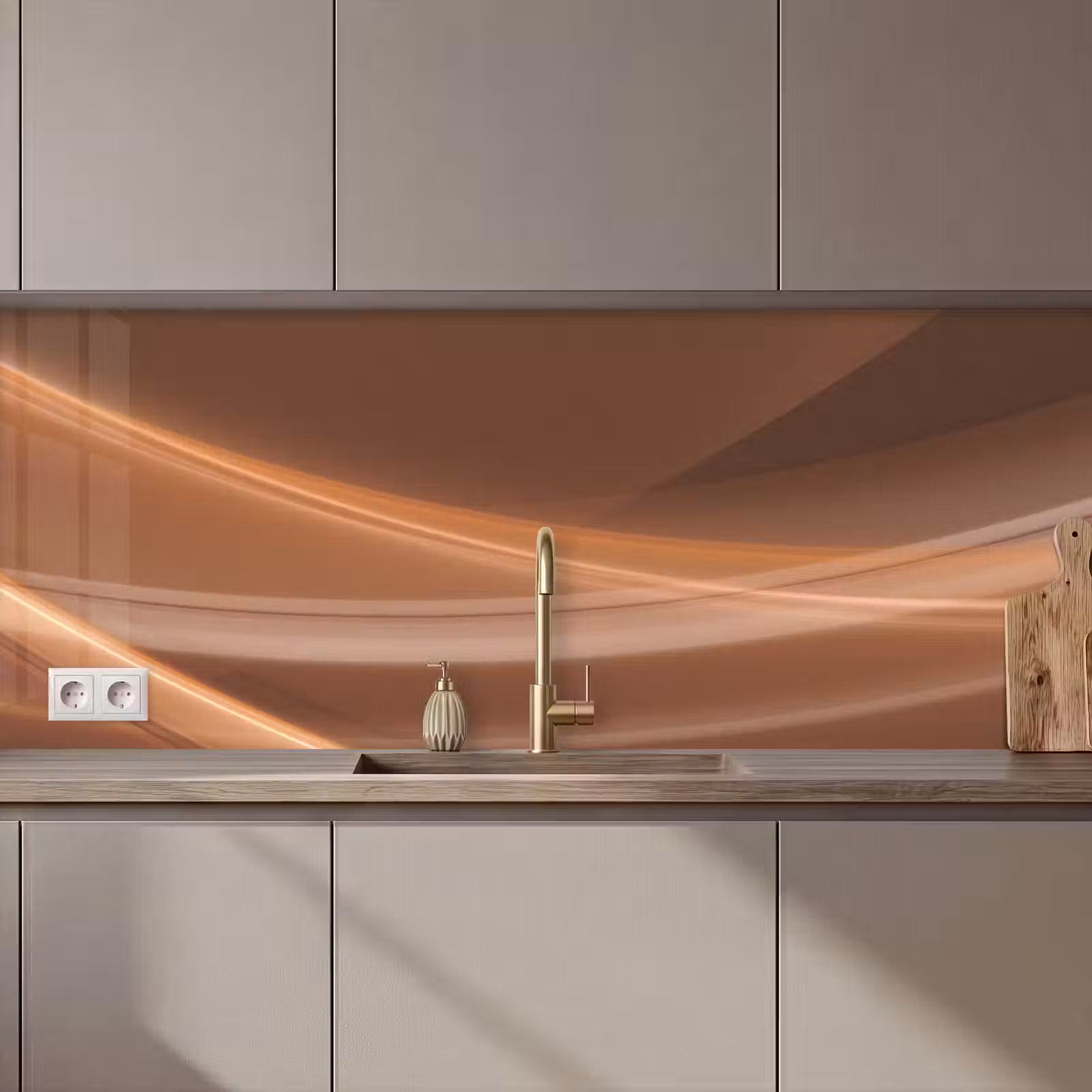 Schienale cucina - Onde - Astratto - Marrone — 1