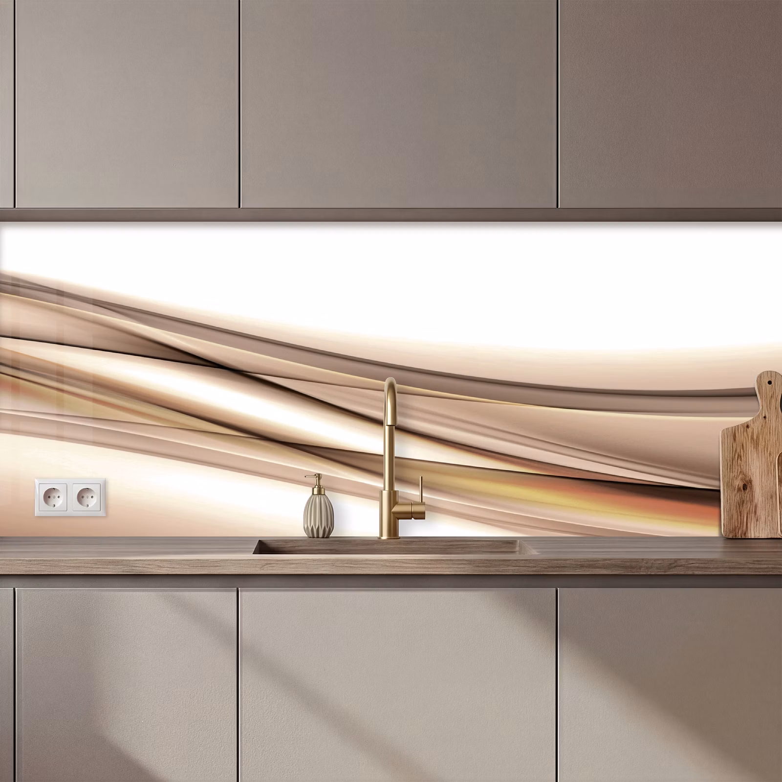 Schienale cucina - Onde - Astratto - Taupe — 1