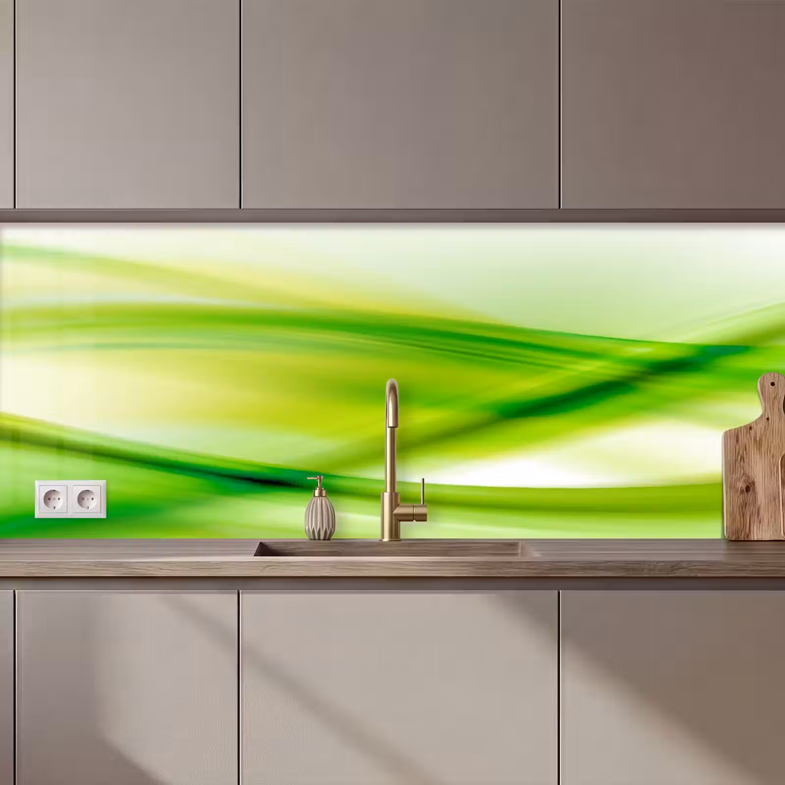 Schienale cucina - Onde - Astratto - Verde — 1