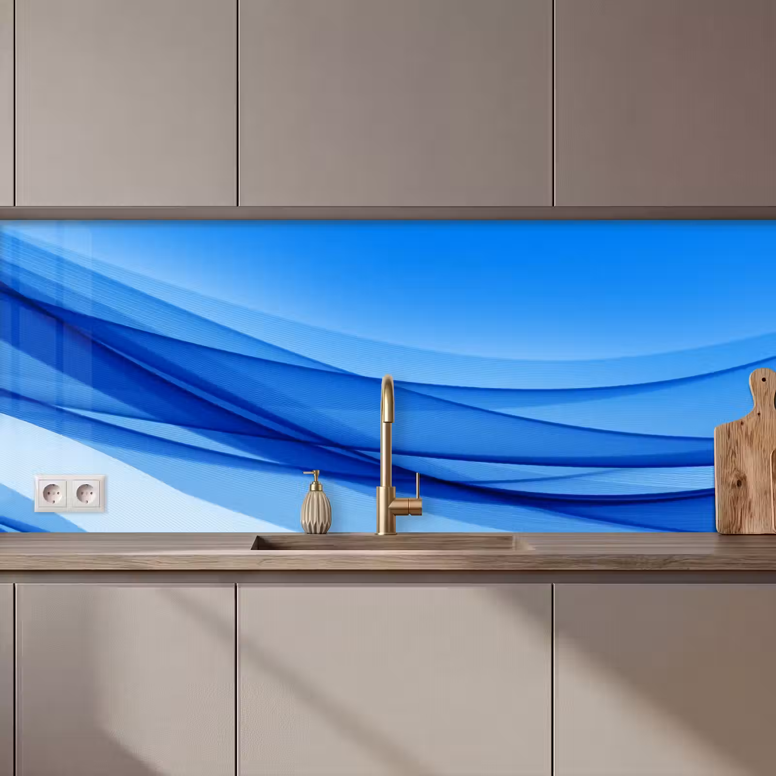 Schienale cucina - Onde - Luminoso - Blu — 1