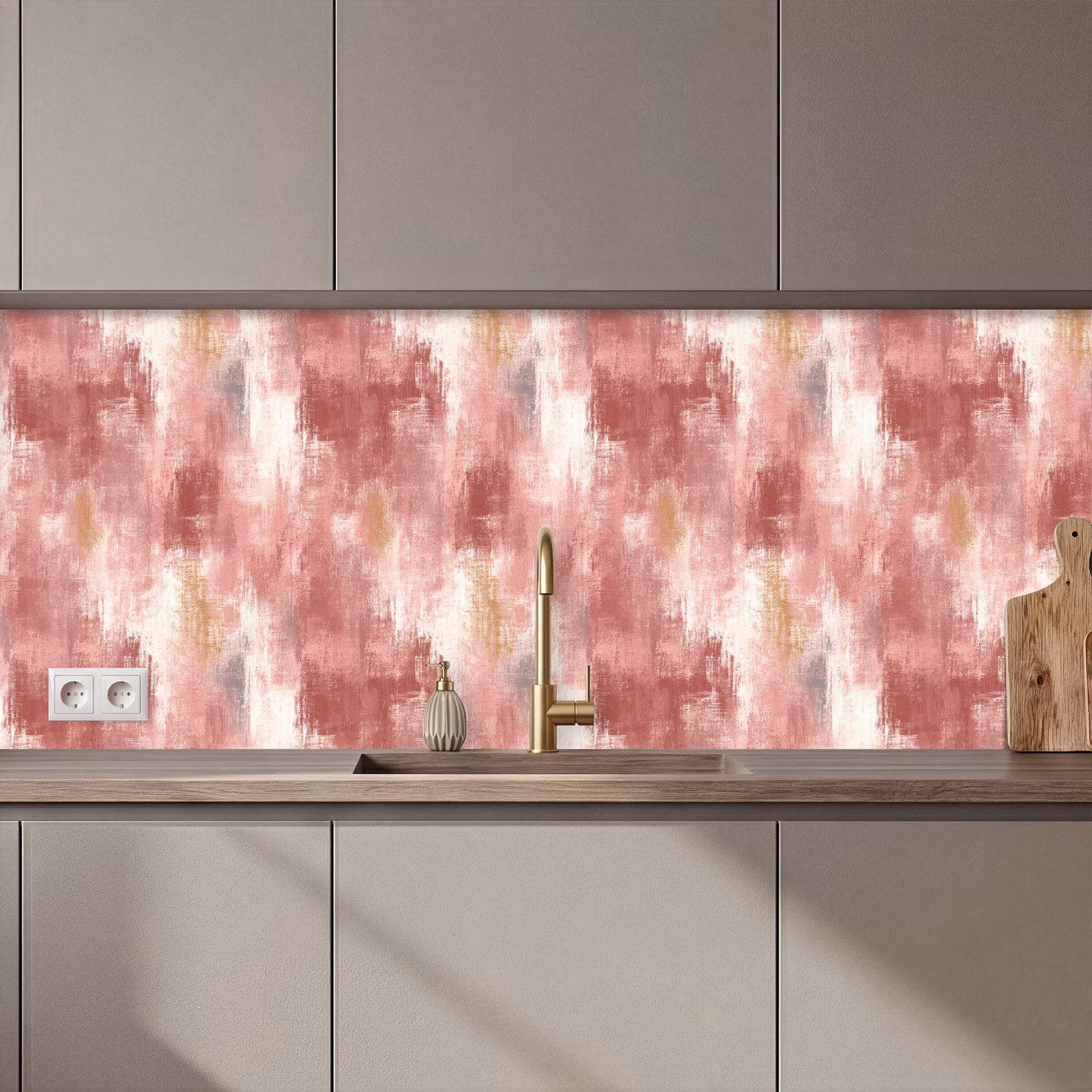 Schienale cucina - Strisce di spazzole - Intemperie - Rosa — 1