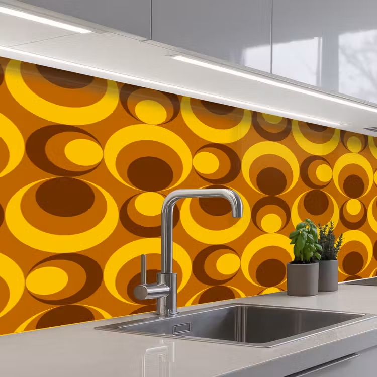 Schienale cucina - Modelli - Retrò - Marrone - Giallo — 2